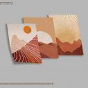 Sun above desert mountains, three panels poster