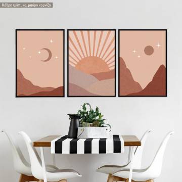 Phases of the desert sky, three panels poster