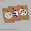 Dark blue leaves on brown, three panels poster
