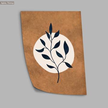 Dark blue leaves on brown I, κάδρο, μαύρη κορνίζα 2