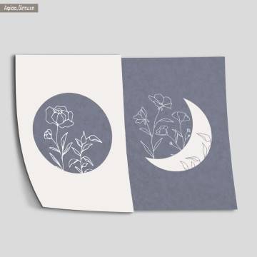 Sun and moon gray blue, poster 2