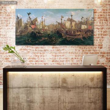 Canvas print Naval battle of Salamina, Volanakis panoramic