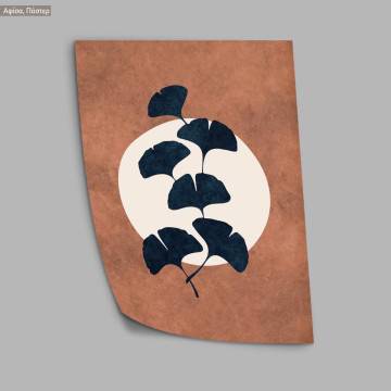 Dark blue leaves on brown II, poster 2