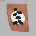Dark blue leaves on brown II, poster