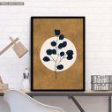 Dark blue leaves on brown III, poster