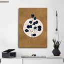 Dark blue leaves on brown III, poster
