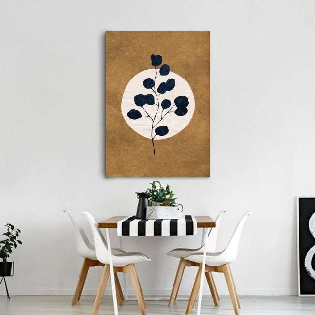 Dark blue leaves on brown III, αφίσα, κάδρο