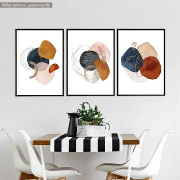 Watercoloured abstract shapes, three panels poster