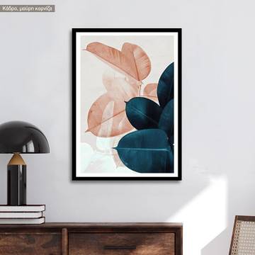 Dark green and pink leaves, poster