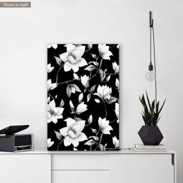 Canvas print, Magnolia pattern BW
