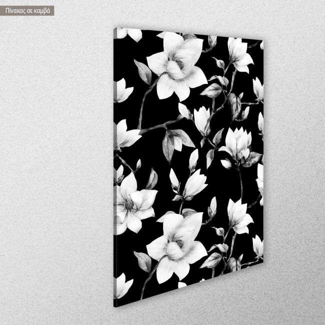 Canvas print, Magnolia pattern BW