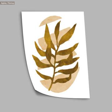 Brown gold leaves painting, κάδρο, μαύρη κορνίζα 2