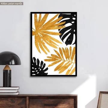 Gold gray leaves, poster