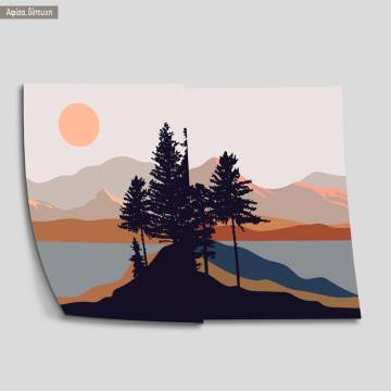 Landscape in vector, κάδρο, μαύρη κορνίζα, δίπτυχο 2