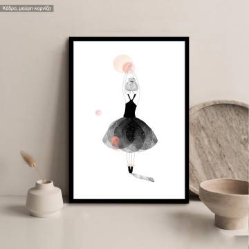 Ink ballerina, κάδρο, μαύρη κορνίζα