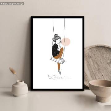 Girl with balloon, κάδρο, μαύρη κορνίζα