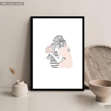 Boy and mother with daisy, poster