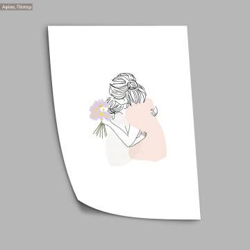 Girl and mother with daisy, κάδρο, μαύρη κορνίζα 2