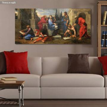 Canvas print Aspasia surrounded by philosophers, Michel Corneille the Younger panoramic