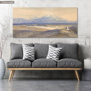 Πίνακας ζωγραφικής Mount Olympus from Larissa, Thessaly, Greece, Edward Lear, panoramic