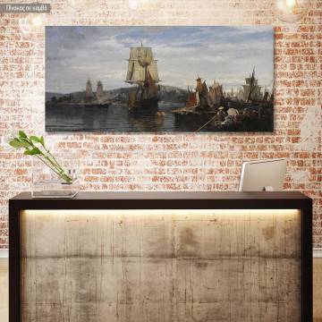 Canvas print Outside the harbour, Volanakis panoramic