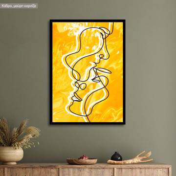 Forehead kiss yellow background, poster