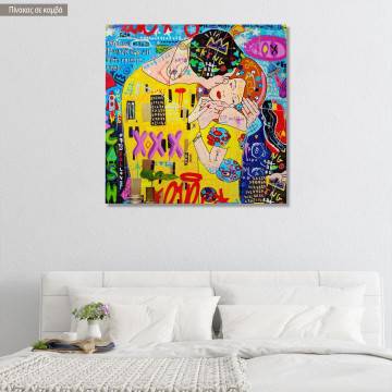 Canvas print The kiss (graffity version), square