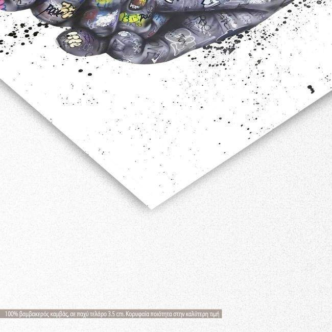 Πίνακας σε καμβά Love in the grafitti years I, τετράγωνος, λεπτομέρεια