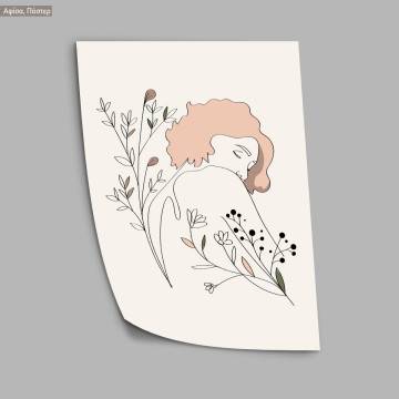 Flora and woman, κάδρο, μαύρη κορνίζα 2