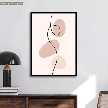 Black line, rouge shapes, poster