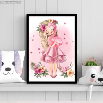 Poster Gilr with Flamingo