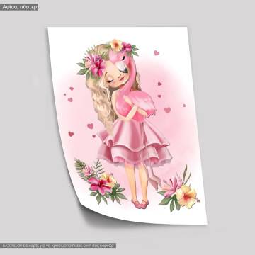 Poster Gilr with Flamingo 2