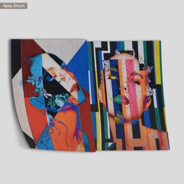 Abstract woman head, κάδρο δίπτυχο 2