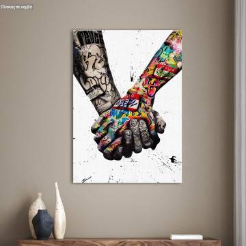 Canvas print Love in the grafitti years I, vertical