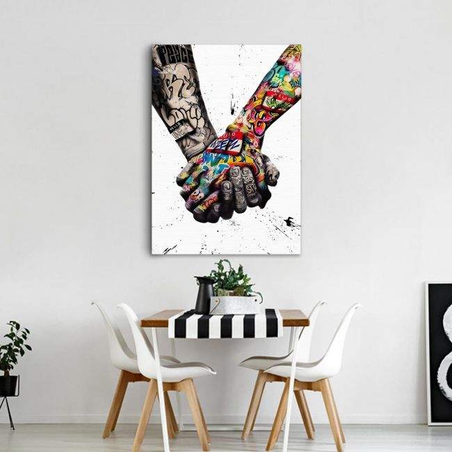 Canvas print Love in the grafitti years I, vertical