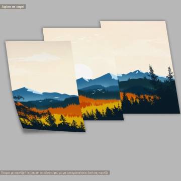 Colorful mountain scenery , three panels poster 2
