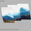 Bluish Mountain scenery, three panels poster