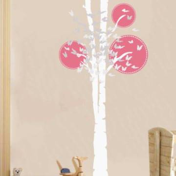 Wall stickers tree and butterflies, Butterflies tree, white