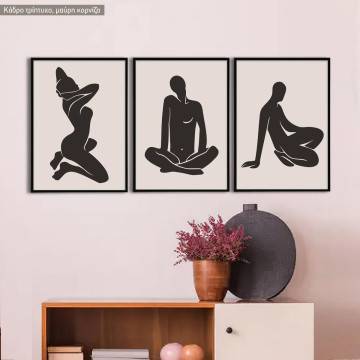Nude art body I , κάδρο, μαύρη κορνίζα τρίπτυχο