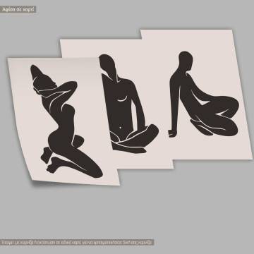 Nude art body I , κάδρο, μαύρη κορνίζα τρίπτυχο 2