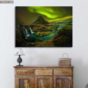 Canvas print Offer Aurora at Kirkjufell