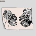 Palm leaves on pale pink, poster, two panels