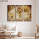 Canvas print World map vintage,3 panels
