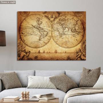Πίνακας σε καμβά Χάρτης, Vintage world map 1733