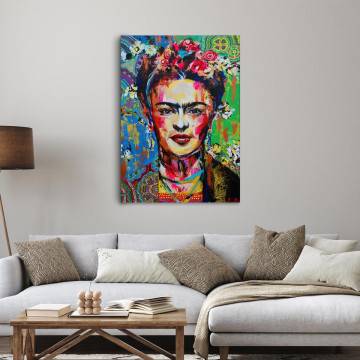 Πίνακας σε καμβά Hello colorful Frida Καμβάς τελαρωμένος Όψη 1 2