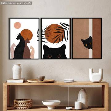 Curious cats, three panels poster