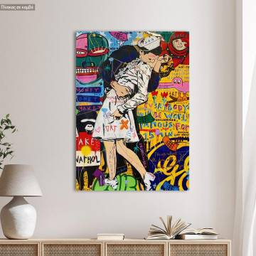 Canvas print After war graffiti kiss
