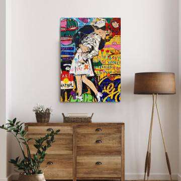 Canvas print After war graffiti kiss Framed canvas View 1 2