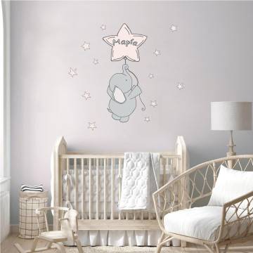 Kids wall stickers little elephant at moon and stars II 2
