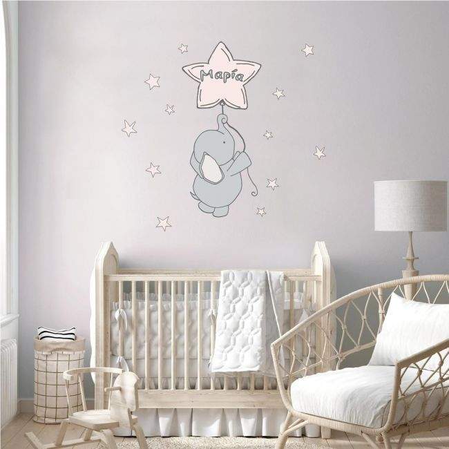 Kids wall stickers little elephant at moon and stars II